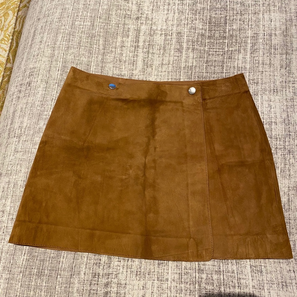 Theory suede mini skirt in brown
